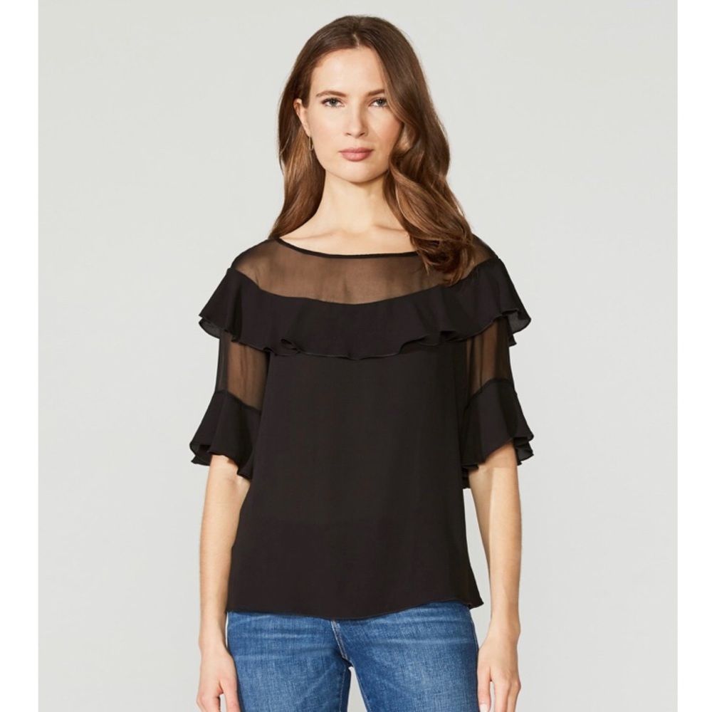 Bailey 44 Creme Brulee Georgette Blouse NWOT
